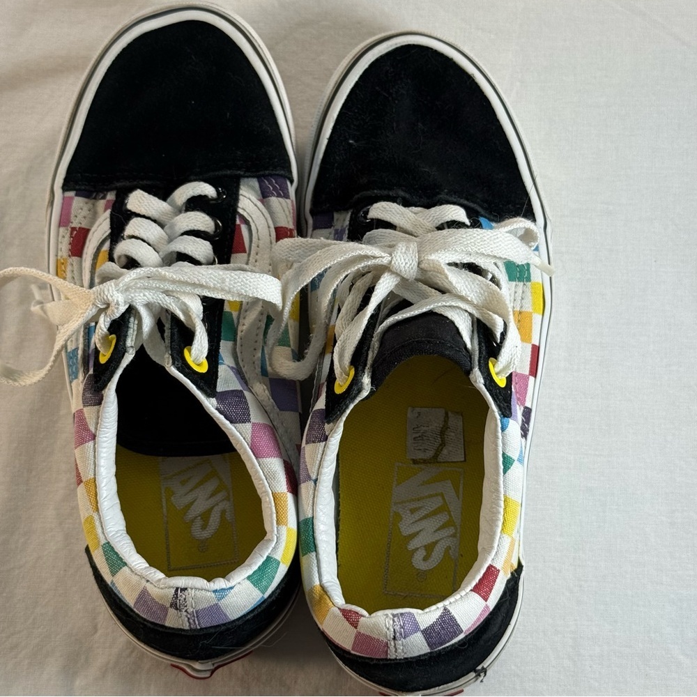 Vans Old Skool Rainbow Checkerboard Sneakers Multi/Black Women’s 6 Skate Y2K - Picture 5 of 13
